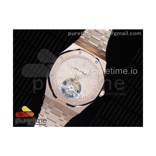 오데마피게 로얄오크 로즈골드 투어빌론 로즈골드다이얼 브레이슬릿 Royal Oak RG Tourbillon Rose Gold Textured Dial on SS Bracelet