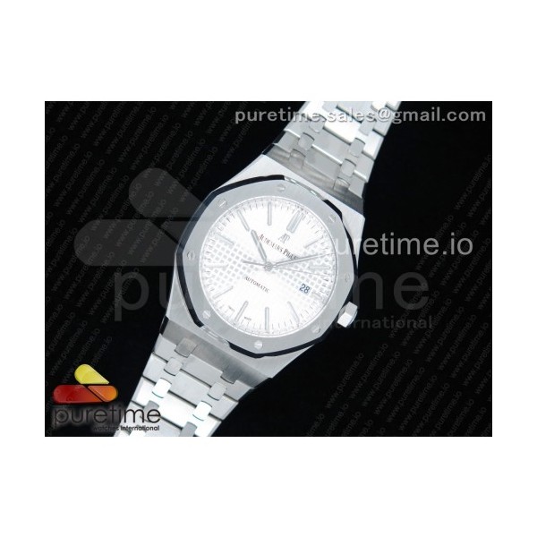 JF공장 V5 오데마피게 로얄오크 15400 스틸 화이트다이얼 브레이슬릿 Royal Oak 41mm 15400 SS White Textured Dial on SS Bracelet A3120 V5