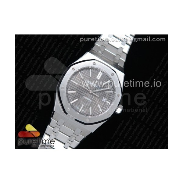 JF공장 V5 오데마피게 로얄오크 15400 스틸 그레이다이얼 브레이슬릿 Royal Oak 41mm 15400 SS Gray Textured Dial on SS Bracelet A3120 V5