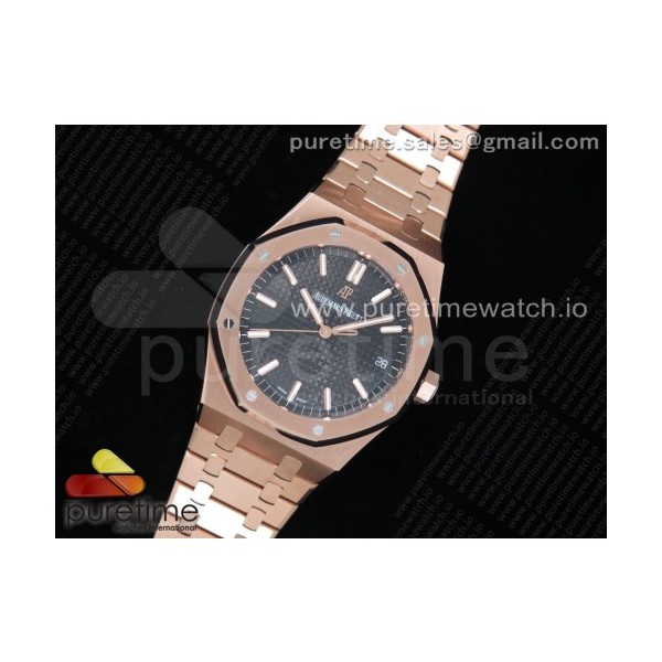 OM공장 오데마피게 로얄오크 15500 로즈골드 금통 블랙다이얼 브레이슬릿 Royal Oak 41mm 15500 RG Black Textured Dial on RG Bracelet A3120