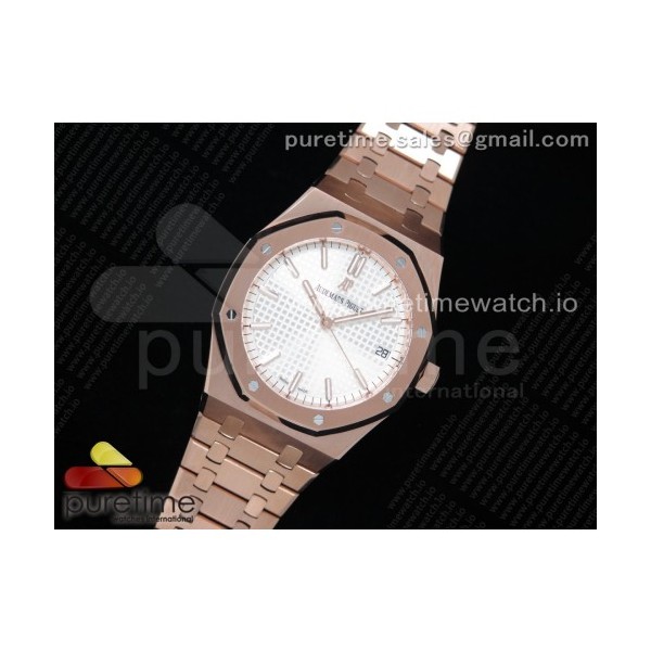 OM공장 오데마피게 로얄오크 15500 로즈골드 금통 화이트다이얼 브레이슬릿 Royal Oak 41mm 15500 RG White Textured Dial on RG Bracelet A3120