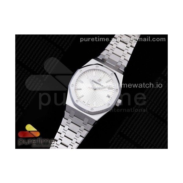 OM공장 V2 15500 화이트다이얼 브레이슬릿 Royal Oak 41mm 15500 SS White Textured Dial on SS Bracelet MIYOTA 9015 V2