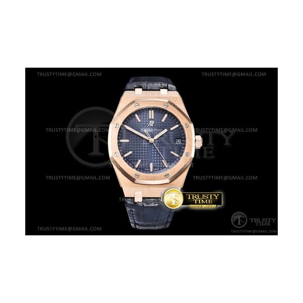 OM공장 V2 15500 로골 블루다이얼 가죽스트랩 Royal Oak 41mm 15500 2019 RG/LE Blue OMF V2 MY9015