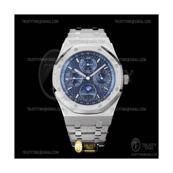 APS공장 오데마피게 로얄오크 퍼페추얼캘린더 스틸 블루다이얼 브레이슬릿 Royal Oak Perpetual Cal 26574 SS/SS Blue APSF A5134