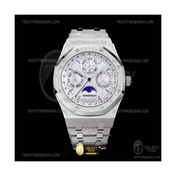 APS공장 오데마피게 로얄오크 퍼페추얼캘린더 스틸 화이트다이얼 브레이슬릿 Royal Oak Perpetual Cal 26574 SS/SS Wht APSF A5134