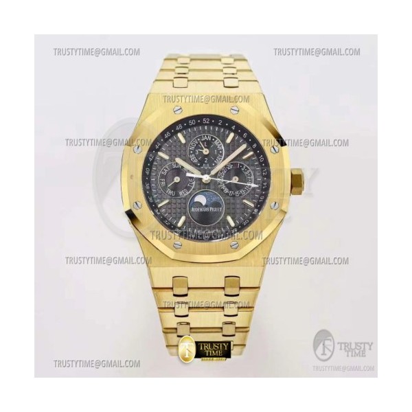 BF공장 오데마피게 로얄오크 퍼페츄얼캘린더 26574 그레이다이얼 옐로우골드금통 Royal Oak Perpetual Cal 26574 YG/YG Black BF A5134