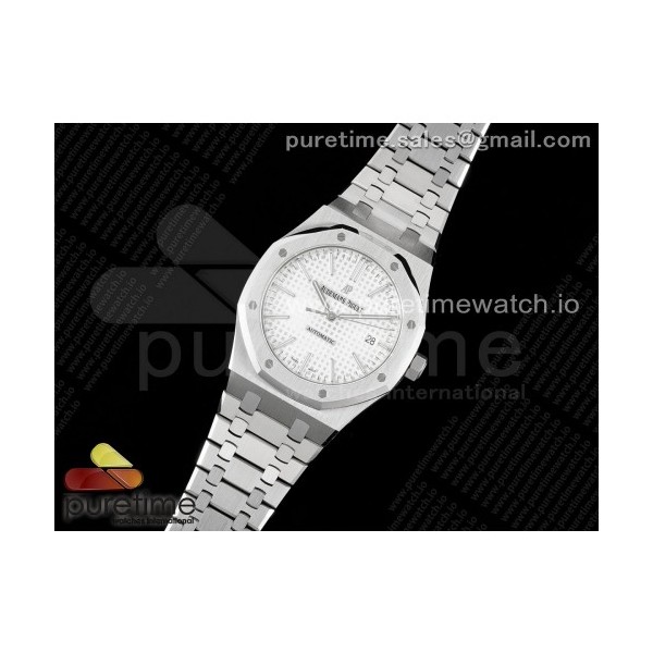 APS공장 오데마피게 로얄오크 15400 스틸 실버다이얼 브레이슬릿 Royal Oak 41mm 15400 SS APSF 1:1 Best Edition White Textured Dial on SS Bracelet A3120 Super Clone