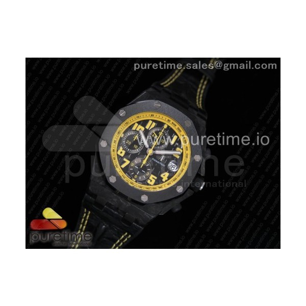 JF공장 v2 오데마피게 로얄오크오프쇼어 크로노그래프42MM 범블비 카본 가죽스트랩 V2 Royal Oak Offshore Bumble Bee Forged Carbon Leather Strap A7750 V2 w/ Cyclops