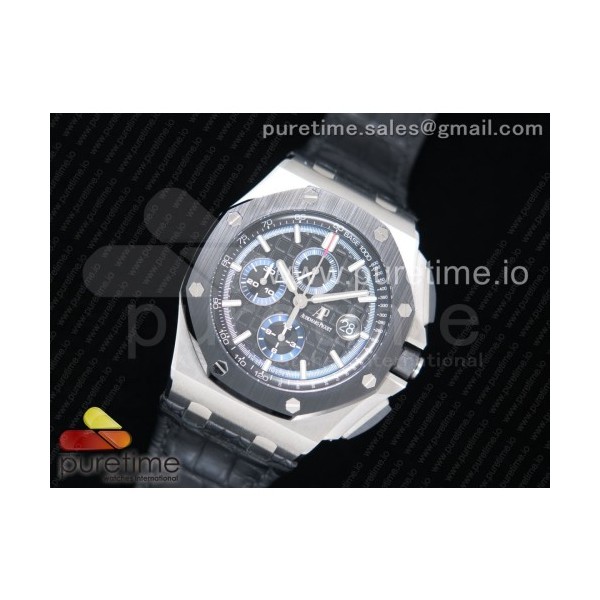 JF공장 오데마피게 로얄오크오프쇼어 크로노그래프44 세라믹베젤 블랙/블루다이얼 Royal Oak Offshore 44mm 26411PO SS Updated Black Ceramic Bezel Black/Blue Dial on Rubber Strap A3126