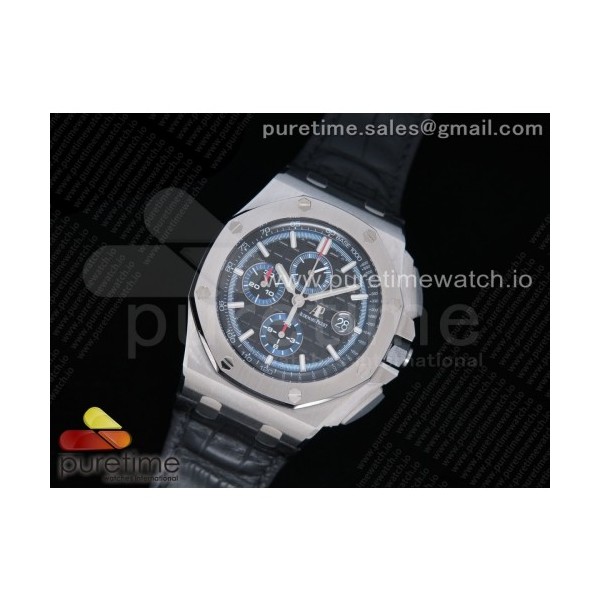 JF공장 오데마피게 로얄오크오프쇼어 크로노그래프44 블랙/블루다이얼 가죽스트랩 Royal Oak Offshore 44mm 26412PT SS Black/Blue Dial on Black Leather Strap A3126