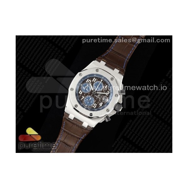 AP공장 오데마피게 로얄오크 오프쇼어 크로노그래프 42 브라운다이얼 거미스트랩 Royal Oak Offshore 42mm SS APF 1:1 Best Edition Brown Dial on Brown Leather Strap A3126