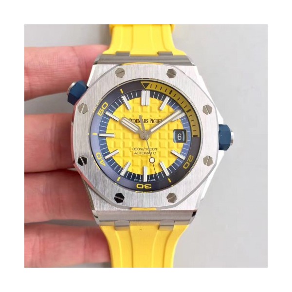 JF공장 V8 오데마피게 2017 로얄오크 오프쇼어 다이버 15710 Audemars Piguet Royal Oak Offshore Diver 스틸 옐로우 무료 러버증정