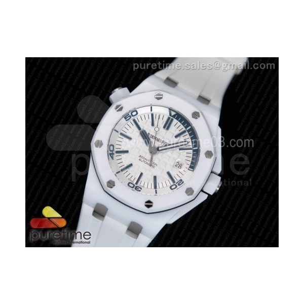 XF공장 오데마피게 로얄오크 오프쇼어세라믹 다이버 Royal Oak Offshore Diver Real White Ceramic White Rubber Strap A3120