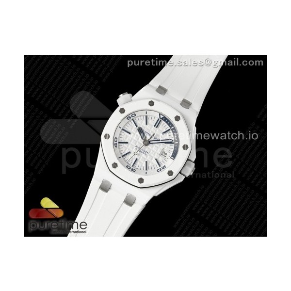 APS공장 오데마피게 로얄오크오프쇼어 다이버 15707 화이트세라믹베젤 러버스트랩Royal Oak Offshore Diver 15707 White Ceramic APSF 1:1 Best Edition SA3120 Super Clone