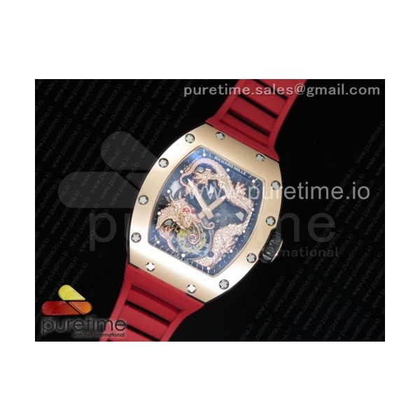 tw공장 리차드밀 RM057 투어빌론 로즈골드 드래곤다이얼 레드러버스트랩 RM057 Tourbillon RG Dragon Dial on Red Rubber Strap