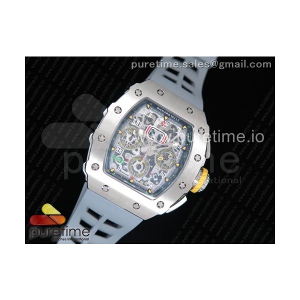 KV공장 리차드밀 RM11-03 스틸 크리스탈스켈레톤다이얼 그레이레이싱러버스트랩 RM11-03 SS Crystal Skeleton Dial on Gray Racing Rubber Strap A7750