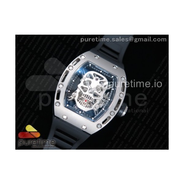 EUR공장 리차드밀 RM052 티타늄 리얼투어빌론 러버스트랩 RM052 Titanium Real Tourbillon Skeleton Skull Dial on Black Rubber Strap