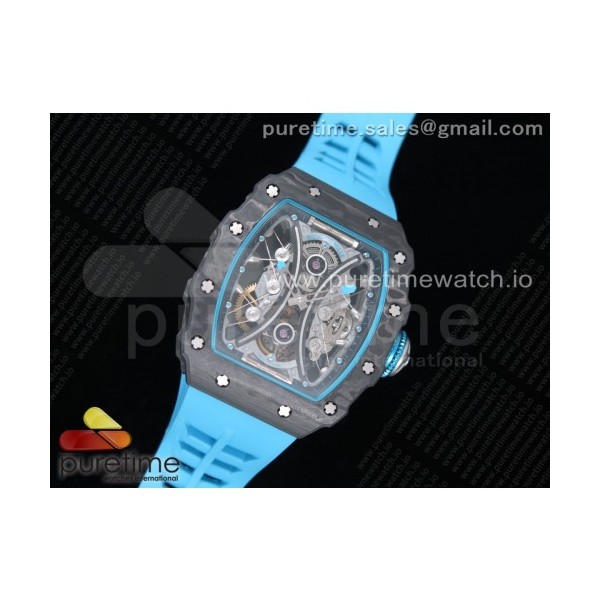 V9공장 리차드밀 RM53-01 뚜르비용 카본 스켈레톤다이얼 러버스트랩 RM 53-01 Real Tourbillon Pablo Mac Donough on Blue Rubber Strap