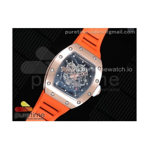 KV공장 RM035-02 로골 스켈레톤다이얼 러버스트랩 RG Skeleton Dial Black on Orange Rubber Strap MIYOTA8215