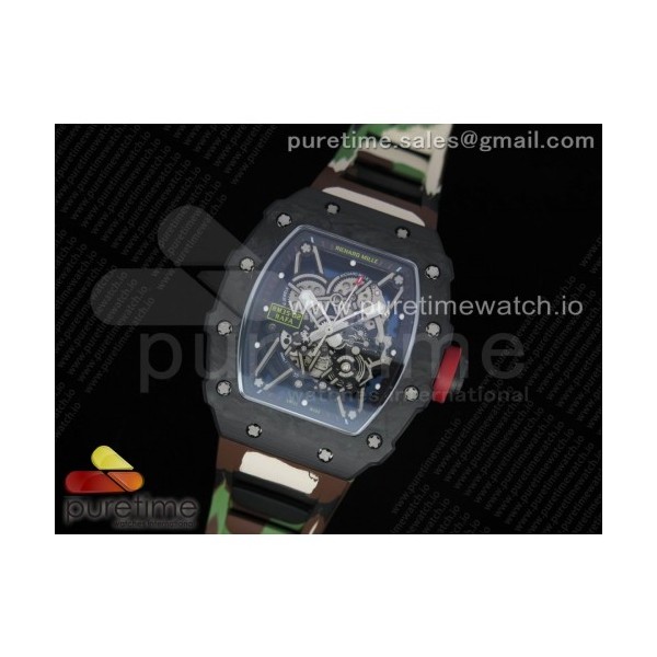 KV공장 V3 리차드밀 RM035-02 스켈레톤다이얼 러버스트랩 RM035-02 Skeleton Dial Red on Green Camouflage Rubber Strap MIYOTA8215 V3