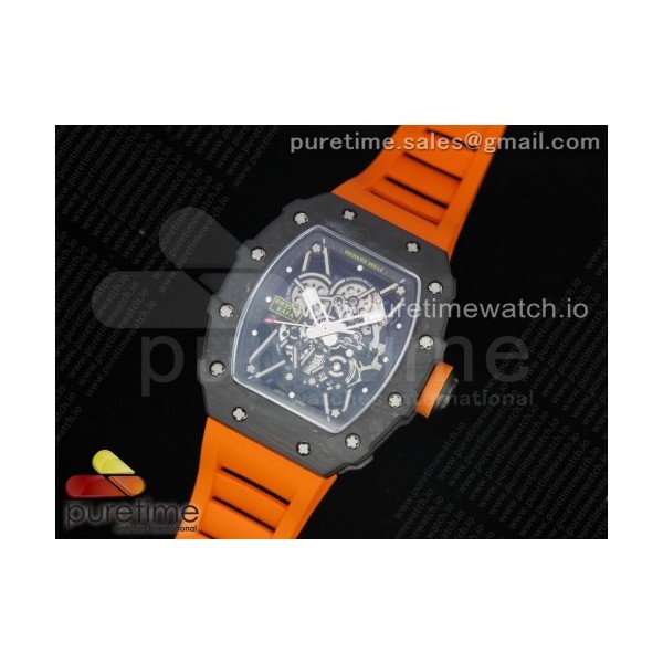 KV공장 V3 리차드밀 RM035-02 스켈레톤다이얼 러버스트랩 RM035-02 Skeleton Dial Orange on Orange Rubber Strap MIYOTA8215 V3