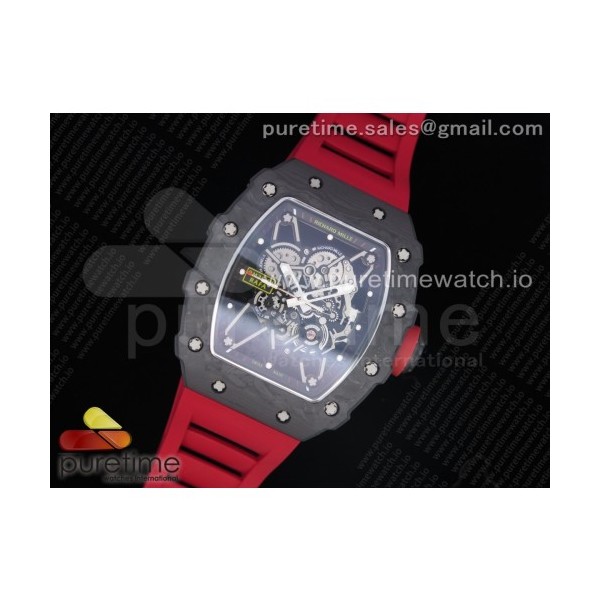 KV공장 V3 리차드밀 RM035-02 스켈레톤다이얼 러버스트랩 RM035-02 Solid Caseback Skeleton Dial Red on Red Rubber Strap MIYOTA8215 V3