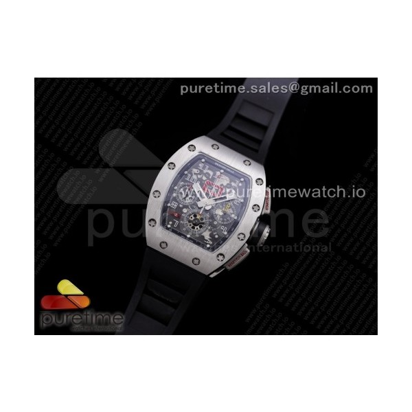 KV공장 V3 RM011 크리스탈다이얼 러버 RM011 SS Chrono KVF 1:1 Best Edition Crystal Dial Black on Black Rubber Strap A7750 V3