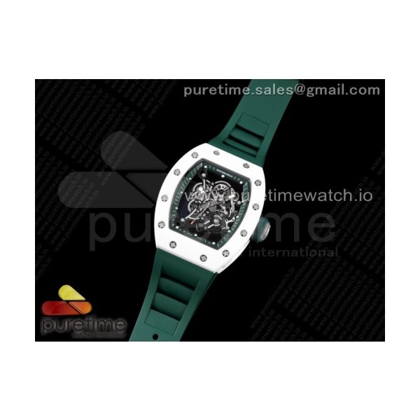 KV공장 V3 RM055 세라믹 스켈레톤다이얼 러버 RM055 White Ceramic KVF Best Edition Skeleton Dial Green on Green Rubber Strap MIYOTA8215 V3