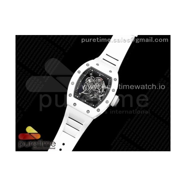 KV공장 V3 RM055 세라믹 스켈레톤다이얼 러버 RM055 White Ceramic KVF Best Edition Skeleton Dial White on White Rubber Strap MIYOTA8215 V3